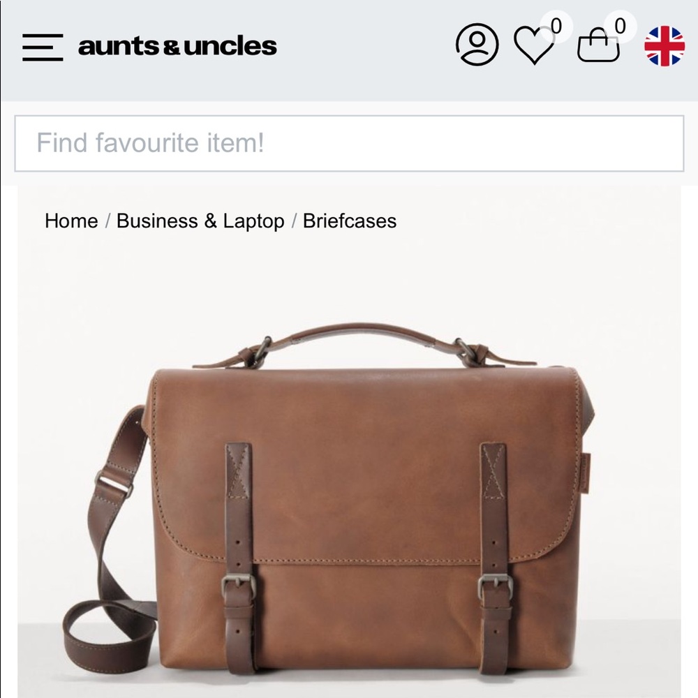 Aunts & Uncles Brown Real Leather Book Bag